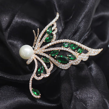 XSB156 - Green Butterfly Saree Brooch